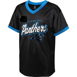 NFL Girls Black and Blue Carolina Panthers Jersey In Small 3/5 NWT